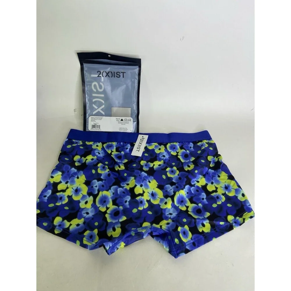 2xist Sexy Sliq Ultra Low Rise Trunk Boxer Brief Ghost Flower Print Mens Size M